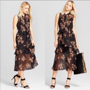 Who What Wear floral maxi dress bow tie Small